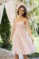 Alkalmi ruha púder rózsaszínű rövid harang alakú gumirozott derékrésszel tüllből virágos hímzés 1 - StarShinerS.hu