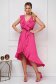Harang alakú ruha pink midi aszimetrikus georgette fodros gumirozott derékrésszel 3 - StarShinerS.hu