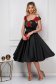 Fekete ruha midi harang taft virágos hímzés 4 - StarShinerS.hu