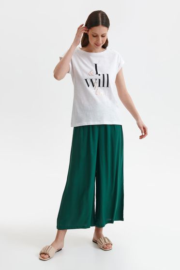 Női Pólók, Fehér casual pamutból készült bő szabású póló nyomtatott mintával - StarShinerS.hu