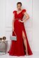 Alkalmi ruha piros hosszú harang tüllből strasszos és tollas kiegészítővel ellátva 3 - StarShinerS.hu