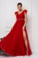 Alkalmi ruha piros hosszú harang tüllből strasszos és tollas kiegészítővel ellátva 1 - StarShinerS.hu