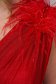 Piros hosszú alkalmi harang ruha csillogó tüllből, strassz köves és tollas díszítéssel 5 - StarShinerS.hu