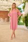 Elegáns ruha muszlin pink bő szabású midi strasszos kiegészítővel 2 - StarShinerS.hu