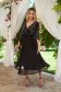 Elegáns ruha fekete midi harang muszlin gyöngy és strassz köves díszítéssel 2 - StarShinerS.hu