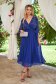 Elegáns ruha kék midi harang muszlin gyöngy és strassz köves díszítéssel 3 - StarShinerS.hu