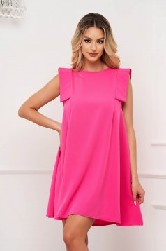 Pink rövid bő szabású ruha vékony anyagból kerekített dekoltázssal
