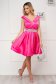 Ejtett vállú rövid pink alkalmi harang ruha szaténból 4 - StarShinerS.hu