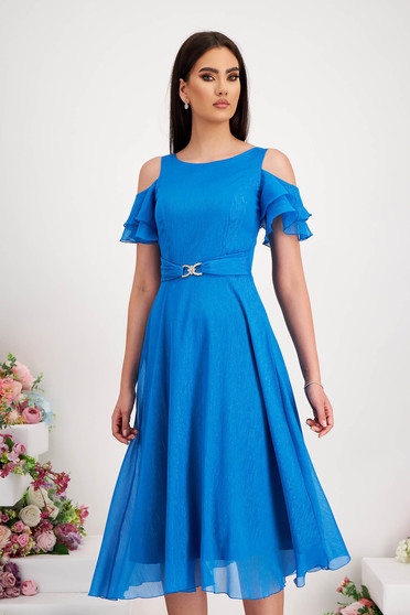 Esküvői ruhák, Türkizzöld muszlin midi harang ruha csillogó díszítésekkel - StarShinerS - StarShinerS.hu