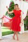 Piros midi harang ruha tüllből 3d virágos díszítéssel - StarShinerS 4 - StarShinerS.hu