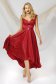 Piros aszimetrikus harang ruha szaténból csillogó díszítésekkel 3 - StarShinerS.hu