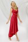 Piros aszimetrikus harang ruha szaténból csillogó díszítésekkel 2 - StarShinerS.hu