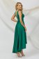 Zöld aszimetrikus harang ruha szaténból csillogó díszítésekkel 4 - StarShinerS.hu