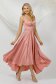 Púder rózsaszínű aszimetrikus harang ruha szaténból csillogó díszítésekkel 1 - StarShinerS.hu