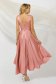 Púder rózsaszínű aszimetrikus harang ruha szaténból csillogó díszítésekkel 3 - StarShinerS.hu
