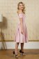Világos rózsaszínű elegáns ruha enyhén rugalmas anyagból gyöngy díszítéssel 2 - StarShinerS.hu