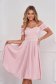 Világos rózsaszínű elegáns ruha enyhén rugalmas anyagból gyöngy díszítéssel 2 - StarShinerS.hu