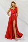 Piros ruha hosszú harang muszlin szatén anyagból eltávolítható övvel 1 - StarShinerS.hu