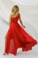 Piros ruha hosszú harang muszlin szatén anyagból eltávolítható övvel 3 - StarShinerS.hu