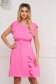 Pink rövid harang alakú georgette ruha gumirozott derékrésszel öv típusú kiegészítővel 1 - StarShinerS.hu