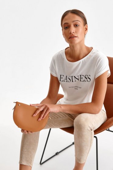 Női Pólók, Póló fehér pamutból készült bő szabású írásos mintával - StarShinerS.hu