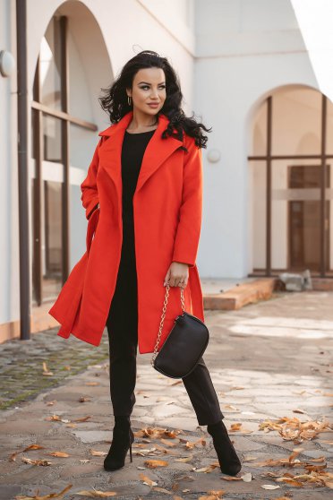  Kabátok & Dzsekik, Piros egyenes szövetkabát béléssel - StarShinerS.hu
