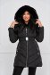 Fekete midi vízlepergető dzseki eltávolítható kapucnival műszőrme díszítéssel 3 - StarShinerS.hu