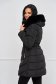 Fekete midi vízlepergető dzseki eltávolítható kapucnival műszőrme díszítéssel 2 - StarShinerS.hu