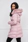 Púder rózsaszínű midi vízlepergető dzseki eltávolítható kapucnival műszőrme díszítéssel 3 - StarShinerS.hu