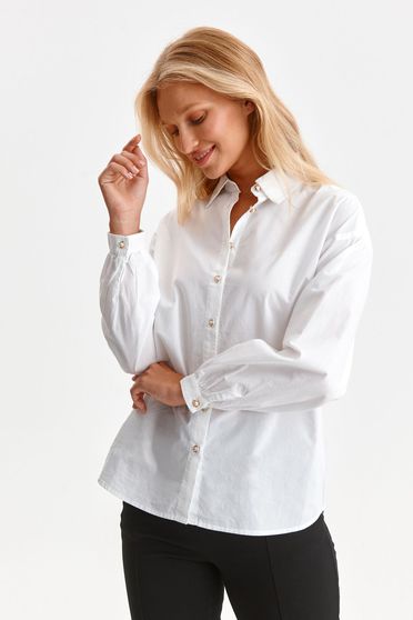 Hosszú ujjú ingek, Női ing fehér pamutból készült - StarShinerS.hu