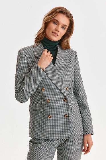 Casual blézerek, Blézer szürke szövetből egyenes kockás - StarShinerS.hu