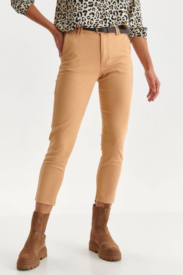 Szűk nadrágok, Krémszínű kónikus zsebes nadrág rugalmas szövetből - StarShinerS.hu