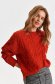 Piros bő szabású kötött pulóver pólónyakkal 5 - StarShinerS.hu