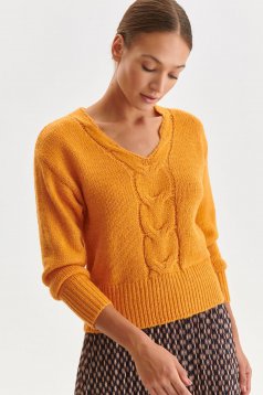 Narancssárga bő szabású kötött pulóver