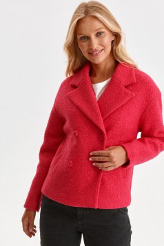 Pink egyenes galléros dzseki bolyhos anyagból