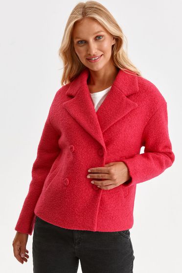 Téli dzsekik, Pink egyenes galléros dzseki bolyhos anyagból - StarShinerS.hu