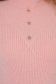 Világos rózsaszínű kötött szűk szabású pulóver bolyhos csíkozott anyagból dekoratív gombokkal és magas gallérral 5 - StarShinerS.hu