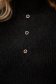 Fekete kötött szűk szabású pulóver bolyhos csíkozott anyagból dekoratív gombokkal és magas gallérral 6 - StarShinerS.hu