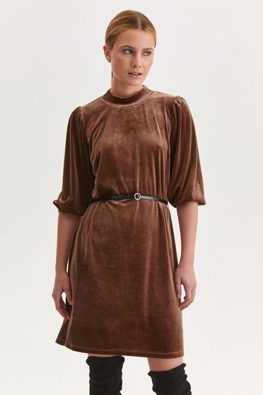 A vonalú ruhák, Barna a-vonalú rövid ruha bársonyból - StarShinerS.hu