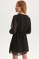 Fekete rövid fodros muszlin ruha harang alakú gumirozott derékrésszel 3 - StarShinerS.hu