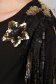 Fekete rövid ceruza ruha enyhén rugalmas szövetből virágos hímzéssel rojtos flitteres díszítéssel - StarShinerS 6 - StarShinerS.hu