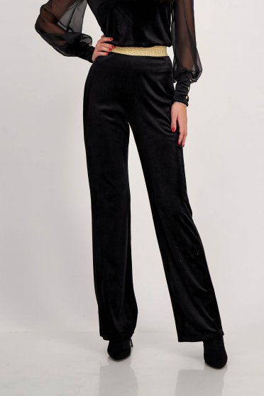 Kedvezmények nadrágok, Bársony bőszabású nadrág - fekete, magas gumírozott derékrésszel - StarShinerS - StarShinerS.hu