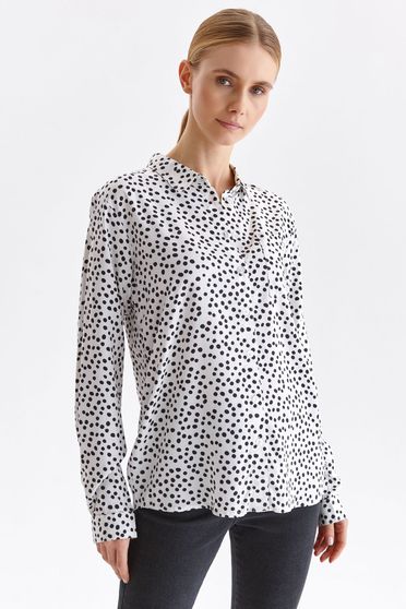 Fehér ingek, Fehér pöttyös bő szabású női ing vékony anyagból - StarShinerS.hu