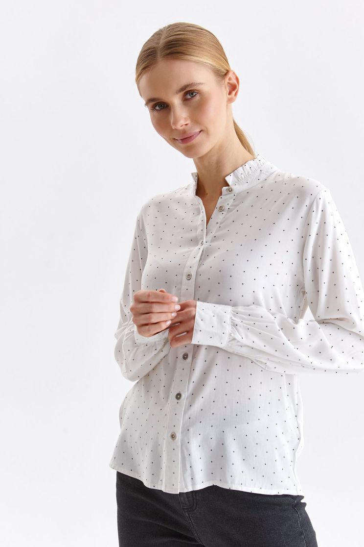 Fehér ingek, Fehér bő szabású pöttyös női ing vékony anyagból - StarShinerS.hu