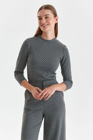 Magasnyakú pulóverek, Szűk szabású jersey pulóver kerekített gallérral - StarShinerS.hu