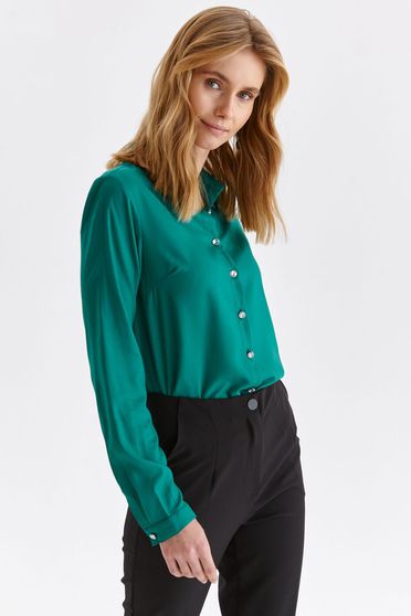 Hosszú ujjú ingek, Női ing zöld vékony anyag bő szabású - StarShinerS.hu