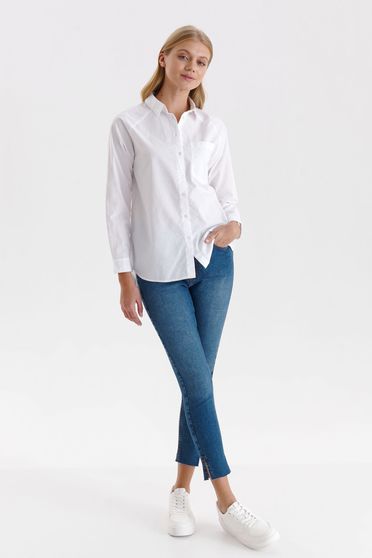 Fehér ingek, Fehér asszimmetrikus bő szabású pamutból készült női ing - StarShinerS.hu