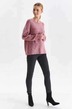 Pink bő szabású kötött pulóver