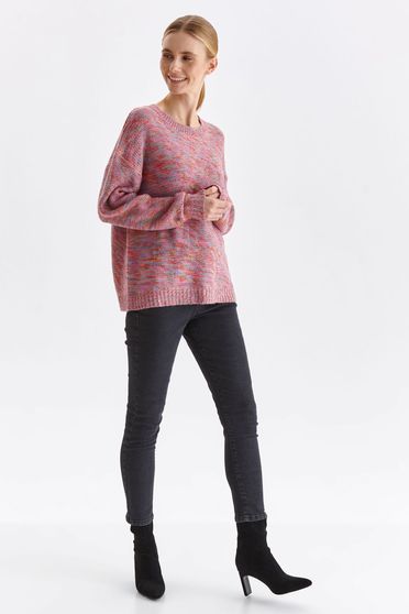 Casual pulóverek, Pink bő szabású kötött pulóver - StarShinerS.hu
