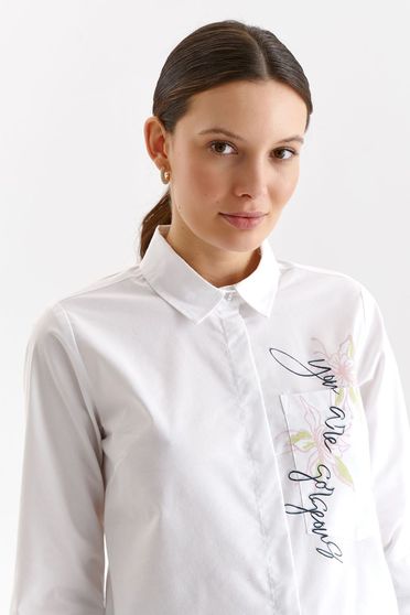 Hosszú ujjú ingek, Női ing fehér vékony anyag bő szabású asszimmetrikus - StarShinerS.hu